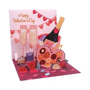 Valentine's Day Pop-Up Card with Champagne and Chocolates